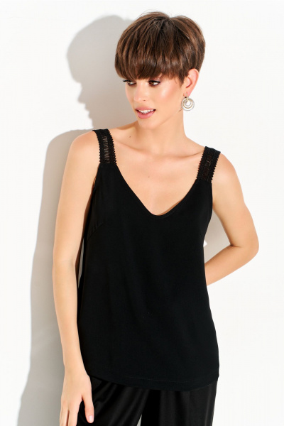 Черная блуза из струящейся ткани с кружевными бретелями FOXY FOX 1684 черный - фото 5