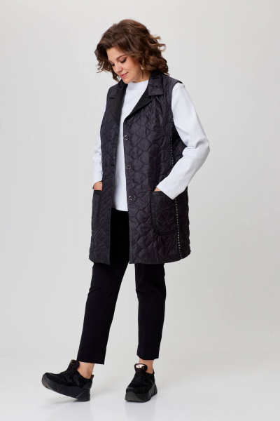 Демисезонный комплект жилет и водолазка из трикотажа и стеганой ткани Solomeya Lux 972 черный+белый - фото 1