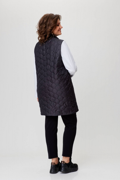 Демисезонный комплект жилет и водолазка из трикотажа и стеганой ткани Solomeya Lux 972 черный+белый - фото 3