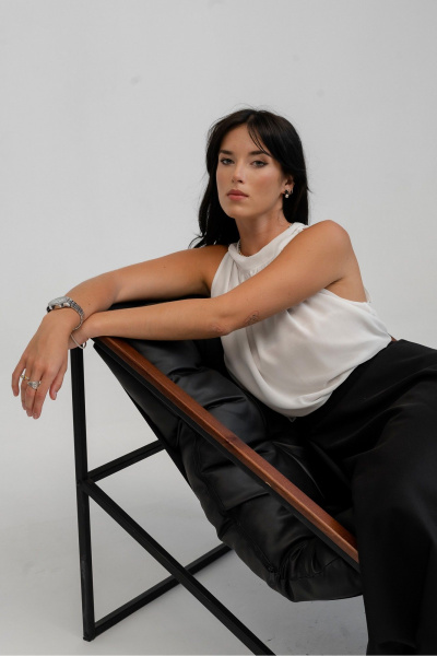 Круглогодичный молодежный топ из шифона с завязкой и регланом JRSy 2492 молоко - фото 3