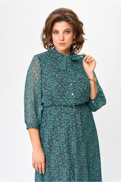 Демисезонное платье из креп-шифона с косым кроем и пуговицами Slaviaelit 460-2 малахит - фото 6