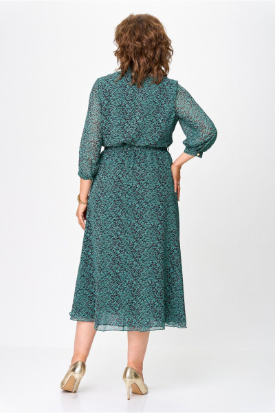 Демисезонное платье из креп-шифона с косым кроем и пуговицами Slaviaelit 460-2 малахит - фото 4