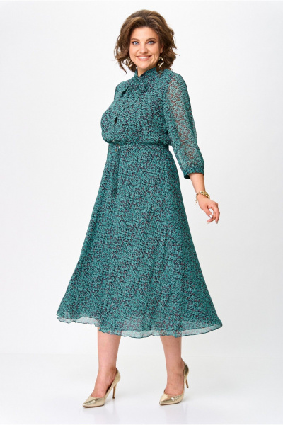 Демисезонное платье из креп-шифона с косым кроем и пуговицами Slaviaelit 460-2 малахит - фото 3