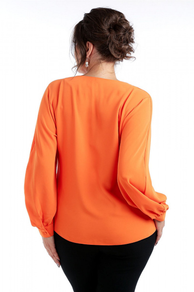 Летняя нарядная блузка с круглый горловиной и пуговицами Таир-Гранд 62438 апельсиновый - фото 2