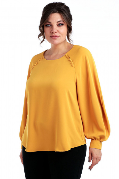 Круглогодичный комбинированный костюм из шифона и текстиля Таир-Гранд 62438 горчица - фото 7