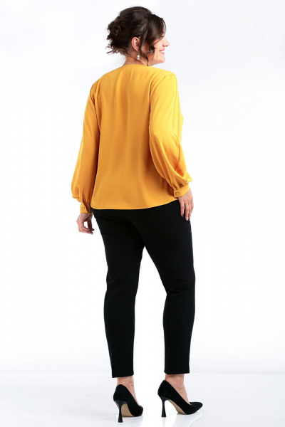 Круглогодичный комбинированный костюм из шифона и текстиля Таир-Гранд 62438 горчица - фото 6