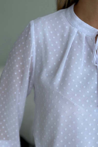 Блуза-оверсайз с длинным рукавом и рюшами LindaLux 812 молоко - фото 5