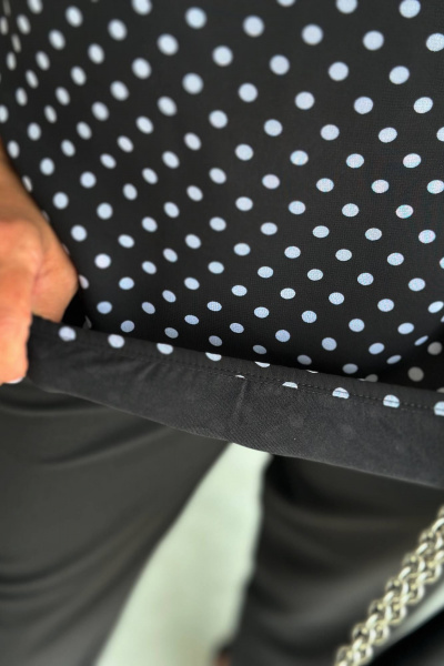 Элегантная шифоновая блузка с воротником и завязками LindaLux 812/1 густой_горох - фото 4