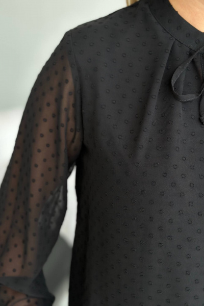 Блуза свободного кроя с рукавом с рюшами из текстиля LindaLux 812 черный - фото 7