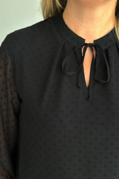 Блуза свободного кроя с рукавом с рюшами из текстиля LindaLux 812 черный - фото 6
