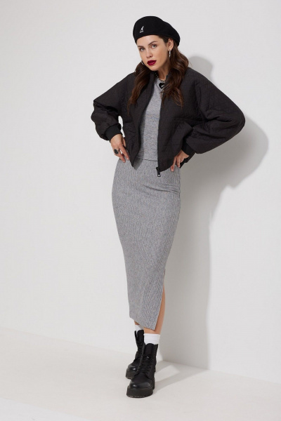 Юбка прямая из вискозы с разрезом сбоку MG Wear 3102 серый - фото 1