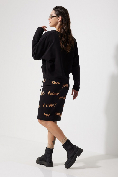 Юбка трапеция из трикотажа с принтами MG Wear 3104 черный - фото 3