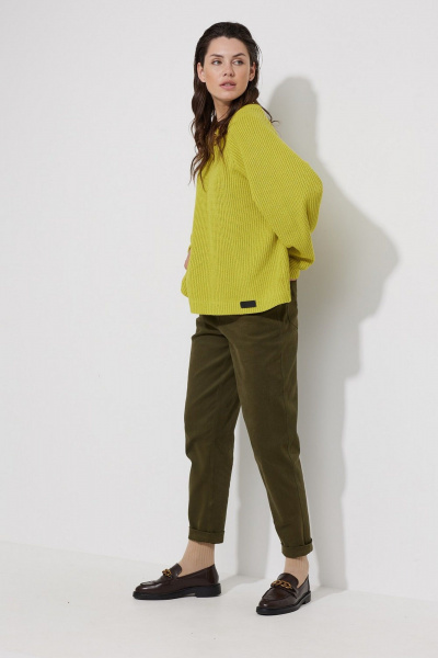 Зауженные брюки хаки из хлопкового полотна MG Wear 4124 хаки - фото 5