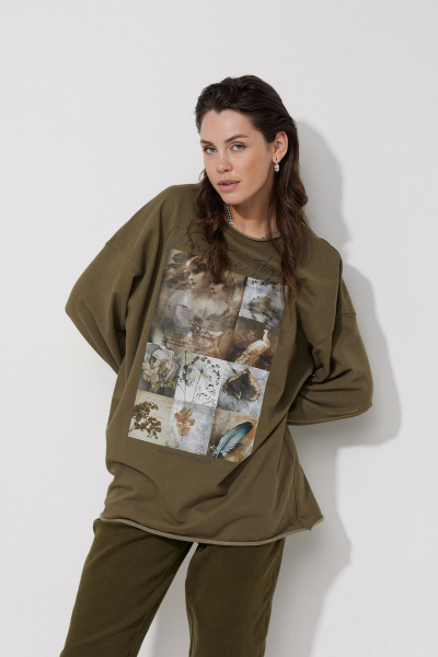 Зауженные брюки хаки из хлопкового полотна MG Wear 4124 хаки - фото 4