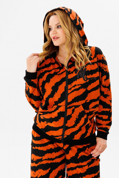 Костюм брюки и джемпер из трикотажа с капюшоном Michel chic 1387 черный_терракот - фото 6