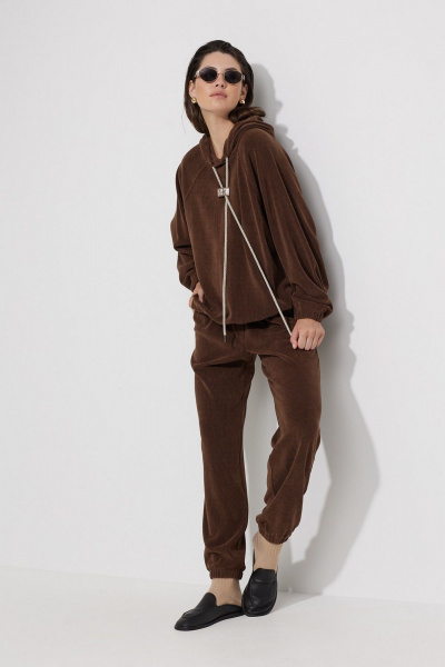 Джоггеры свободного силуэта из трикотажа с фигурными карманами MG Wear 4127 коричневый - фото 9