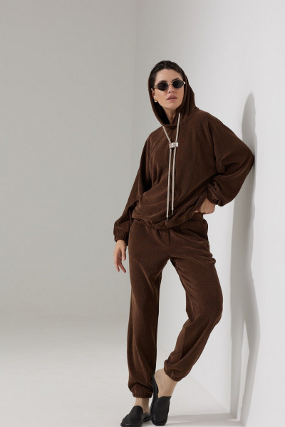 Джоггеры свободного силуэта из трикотажа с фигурными карманами MG Wear 4127 коричневый - фото 8