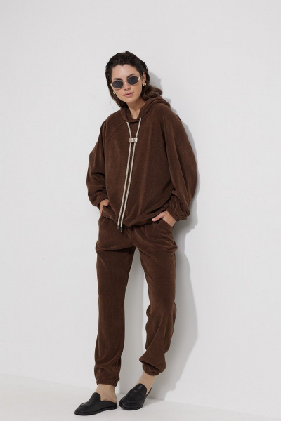 Джоггеры свободного силуэта из трикотажа с фигурными карманами MG Wear 4127 коричневый - фото 6