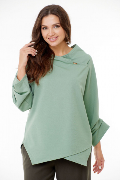 Блуза прямого покроя с запахом из хлопка Anastasia 1141 мята - фото 4