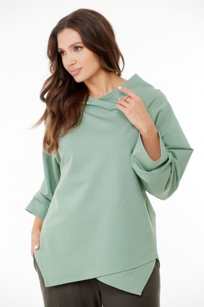 Блуза прямого покроя с запахом из хлопка Anastasia 1141 мята - фото 3