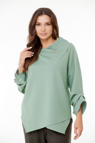 Блуза прямого покроя с запахом из хлопка Anastasia 1141 мята - фото 2