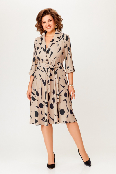 Платье из вискозы с полуприлегающим лифом и поясом Swallow 769 - фото 1