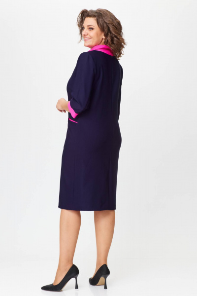 Миди платье из трикотажа с нагрудными вытачками Solomeya Lux 790 синий+розовый - фото 9