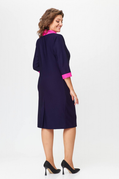 Миди платье из трикотажа с нагрудными вытачками Solomeya Lux 790 синий+розовый - фото 8