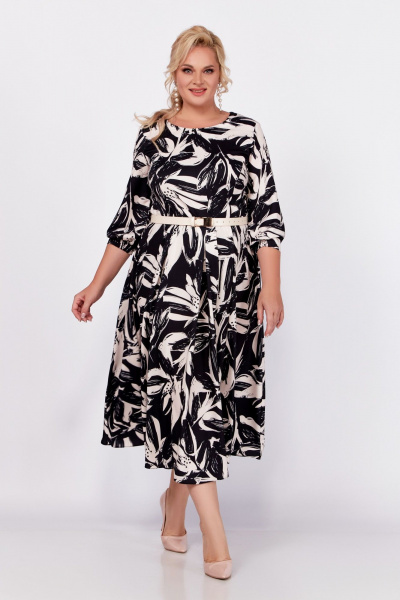 Демисезонное платье из вискозы с рельефами и юбкой-клёш Swallow 778 - фото 4