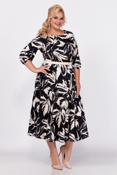 Демисезонное платье из вискозы с рельефами и юбкой-клёш Swallow 778 - фото 3