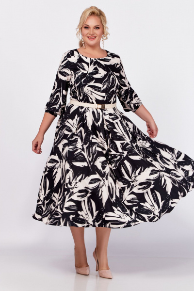 Демисезонное платье из вискозы с рельефами и юбкой-клёш Swallow 778 - фото 2