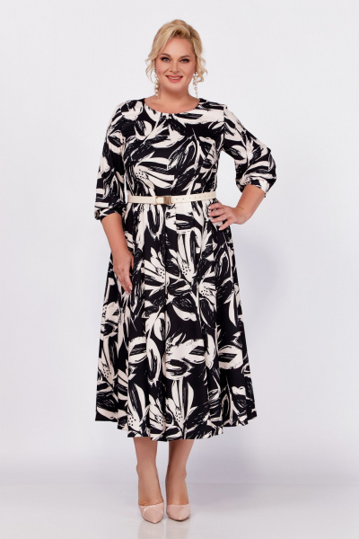 Демисезонное платье из вискозы с рельефами и юбкой-клёш Swallow 778 - фото 1