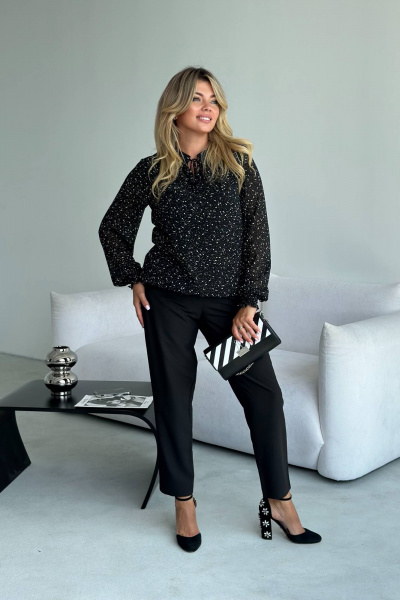 Блуза свободная с рюшами из шифона и базы для офиса LindaLux 812 созвездие - фото 4