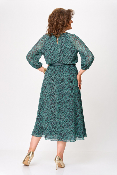 Платье из шифона с сборкой, разрезом и ремнем на пряжке Slaviaelit 542 малахит - фото 4