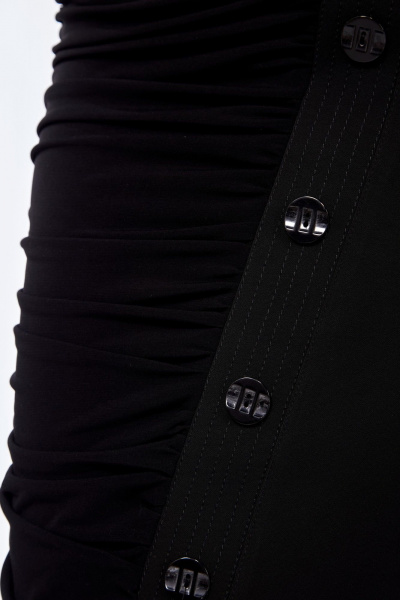 Юбка из комбинации костюмной и трикотажной ткани с оригинальными деталями Klever 409 черный. - фото 4
