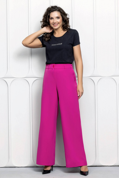 Брючный костюм с широкими брюками и приталенным пиджаком Gold Style 2610 темно-розовый - фото 11
