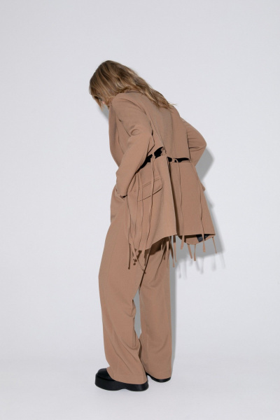 Комплект из жакета, майки и брюк палаццо PiRS 4973 бежевый+черный - фото 5