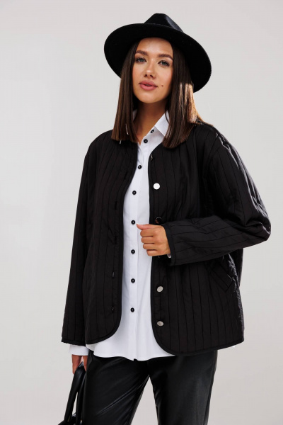 Жакет свободного силуэта в стиле oversize из текстиля Ларс Стиль 967 черный - фото 6