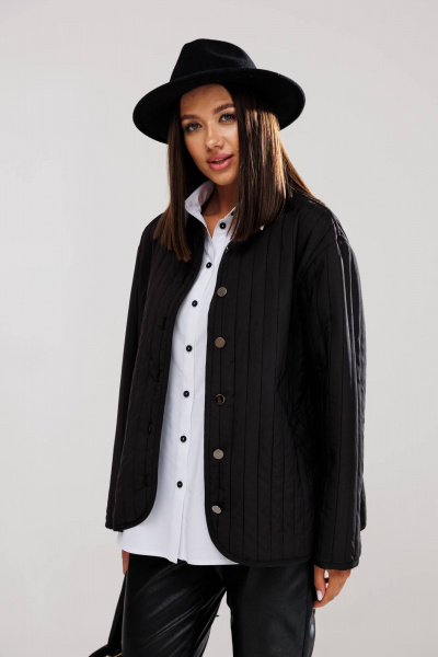 Жакет свободного силуэта в стиле oversize из текстиля Ларс Стиль 967 черный - фото 1