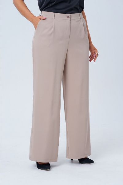 Бежевый костюм жакет и брюки из текстиля с карманами Anelli 1398 овсяное_печенье - фото 9