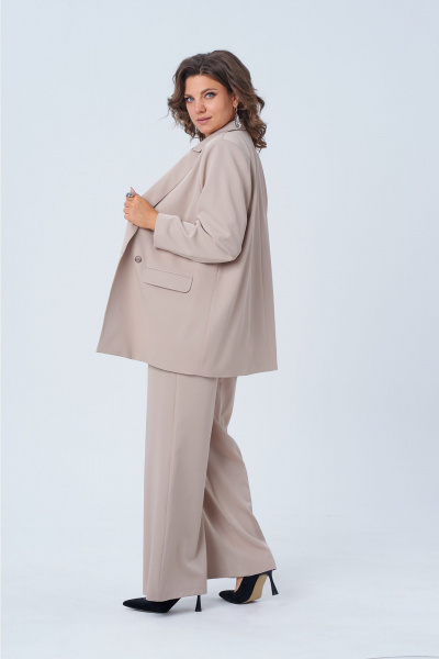 Бежевый костюм жакет и брюки из текстиля с карманами Anelli 1398 овсяное_печенье - фото 6