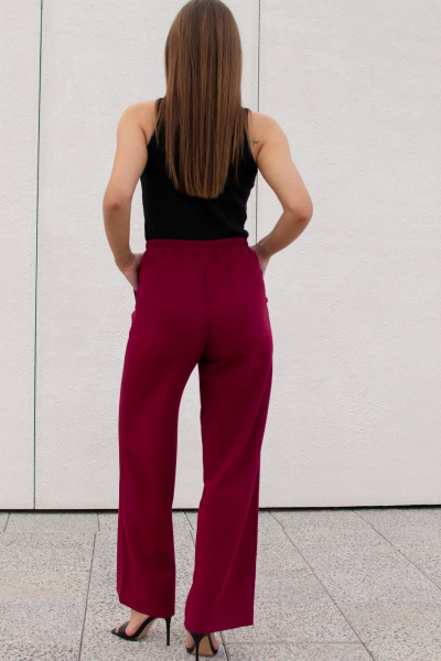 Красные брюки палаццо широкого кроя из легкой ткани Legend Style P-015 бордовый - фото 2