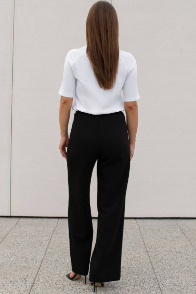 Черные брюки палаццо из струящейся ткани для повседневного образа Legend Style P-015 черный - фото 7