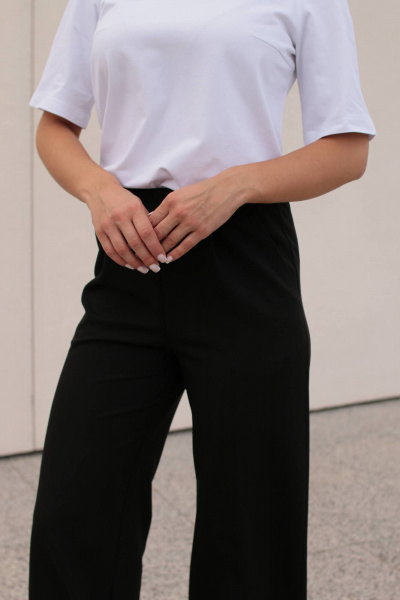 Черные брюки палаццо из струящейся ткани для повседневного образа Legend Style P-015 черный - фото 4