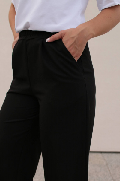 Черные брюки палаццо из струящейся ткани для повседневного образа Legend Style P-015 черный - фото 3