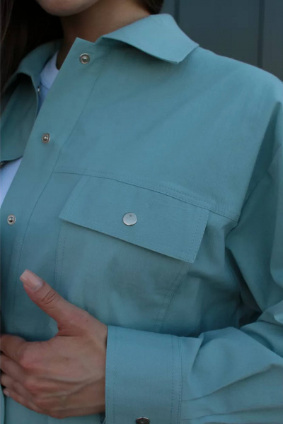 Рубашка оверсайз с длинным рукавом и накладными карманами Legend Style B-011 бриз - фото 4