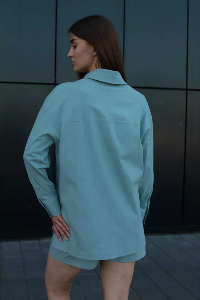 Рубашка оверсайз с длинным рукавом и накладными карманами Legend Style B-011 бриз - фото 3