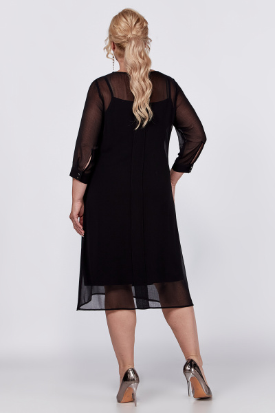 Платье черное с бантовыми складками и разрезом по переду Новелла Шарм А4014 - фото 5