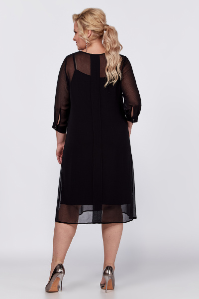 Платье черное с бантовыми складками и разрезом по переду Новелла Шарм А4014 - фото 10