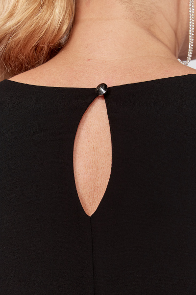 Платье черное шифоновое с рукавами из сетки и стразами Algranda А4016 - фото 3